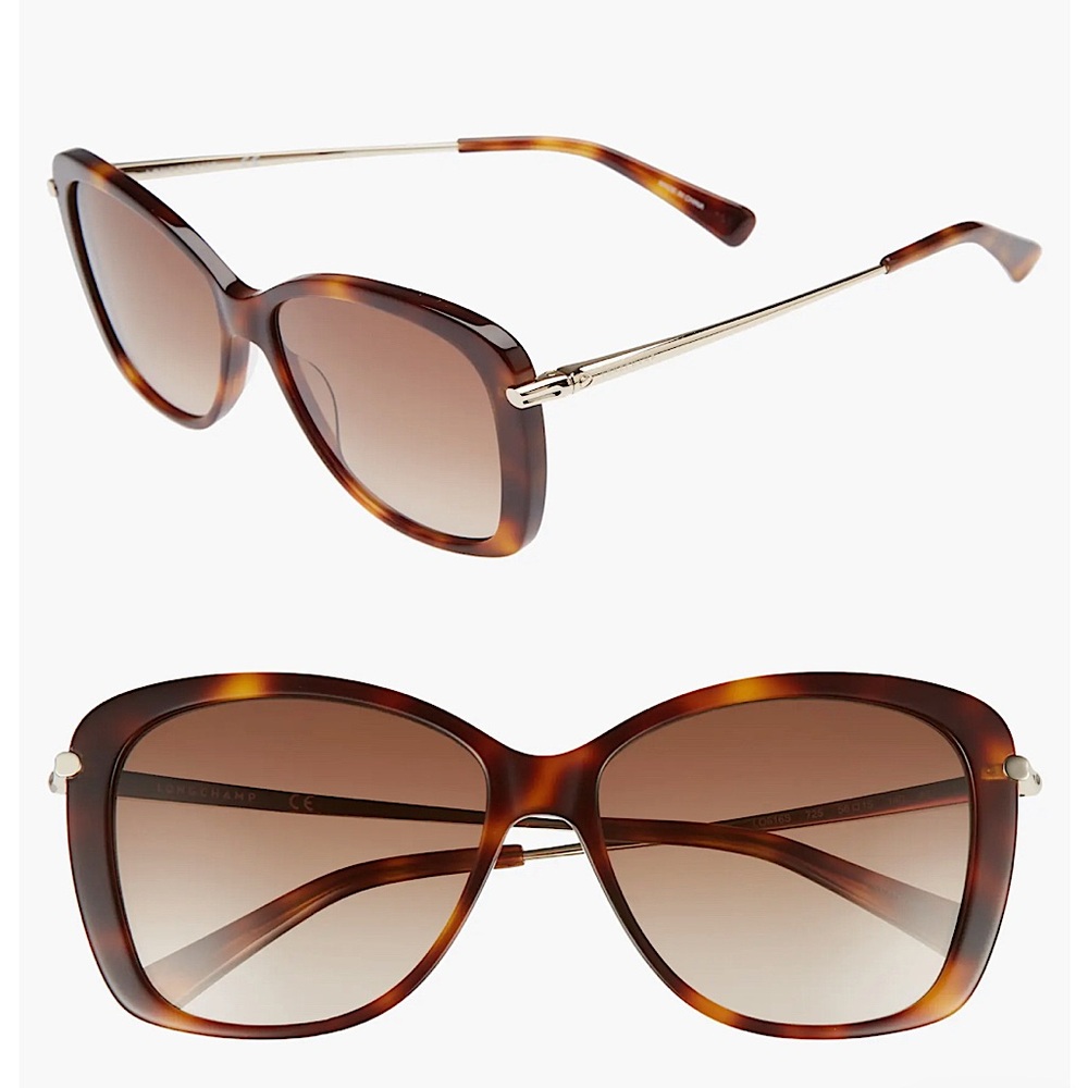 Longchamp Gradient Lens Butterfly Sunglasses in Blonde Havana Tortoise 56mm NWT